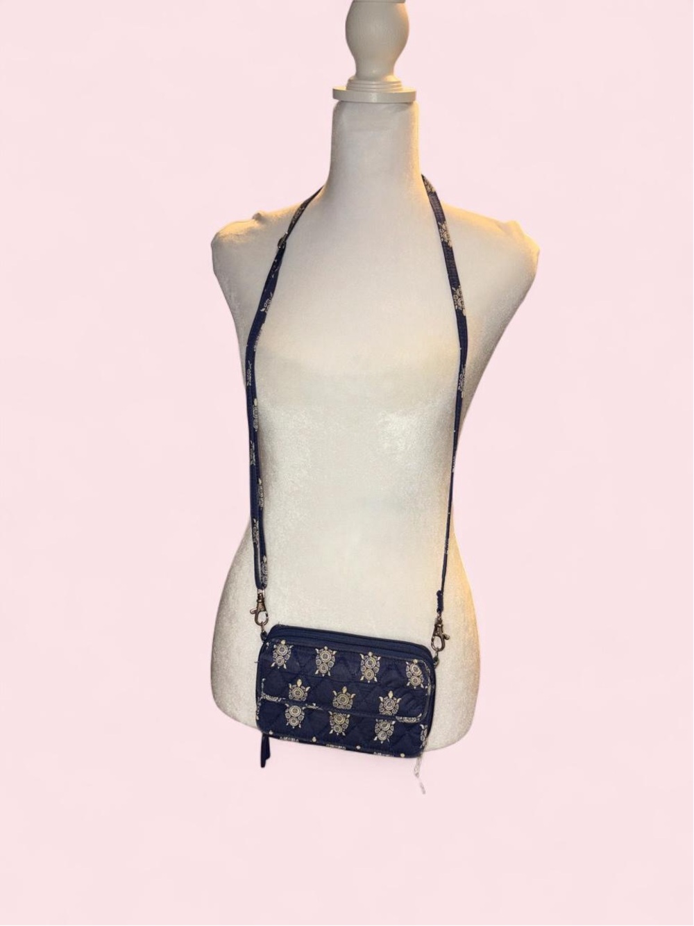 Navy Floral Quilted Crossbody Bag - Brand Unspecified